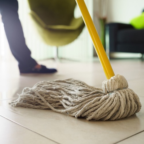 Mopping tile flooring | Hill's Interiors