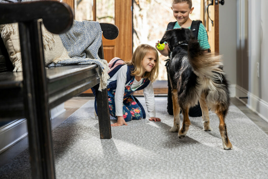 Kids playing with dog | Hill's Interiors